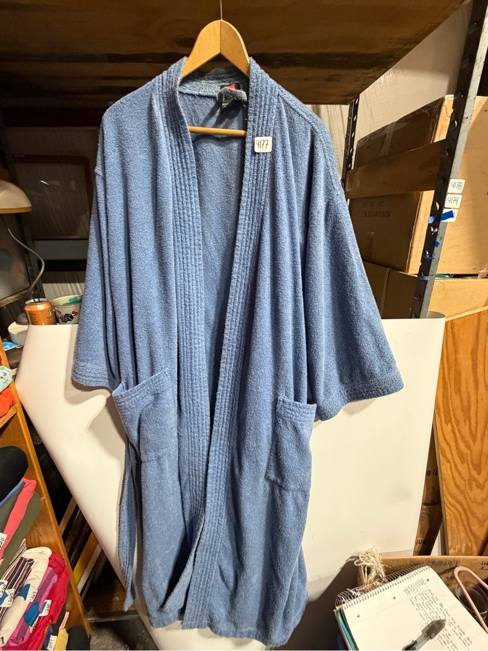 #4177-Hanes Men’s Blue Terrycloth Robe